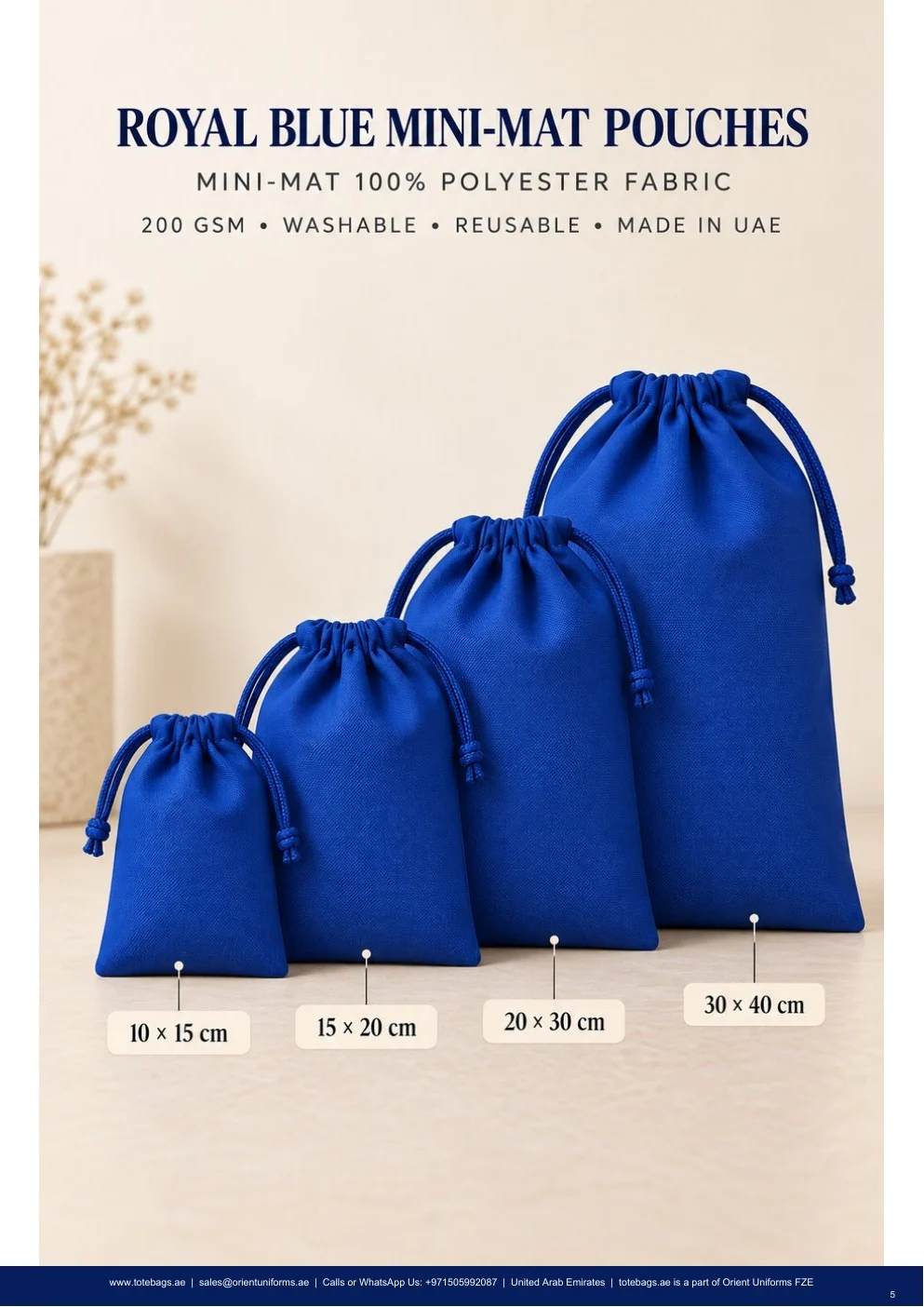 Royal Blue MiniMat Drawstring Pouches — SKU-TB:royal-blue-minimat-drawstring-pouches