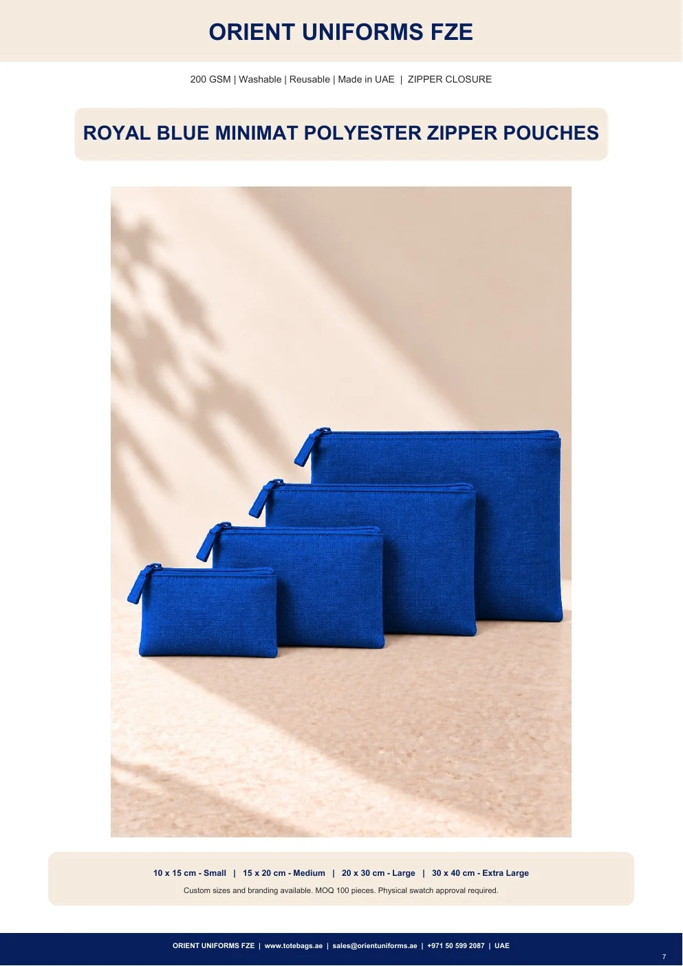 Royal Blue Minimat Polyester Zipper Pouches Royal Blue Minimat Polyester Zipper Pouches