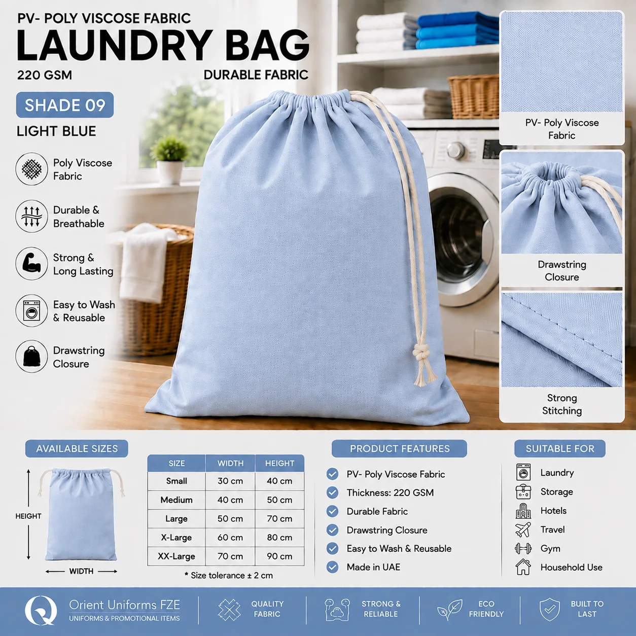Royal Blue Poly Viscose Commercial Laundry Bag