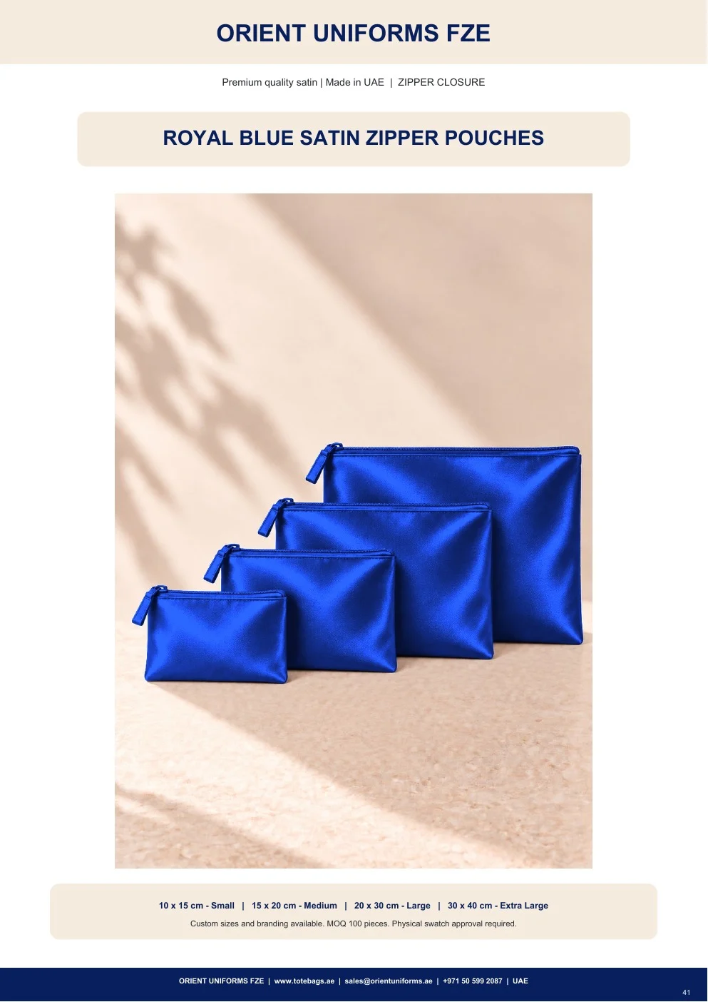 Royal Blue Satin Zipper Pouches Royal Blue Satin Zipper Pouches