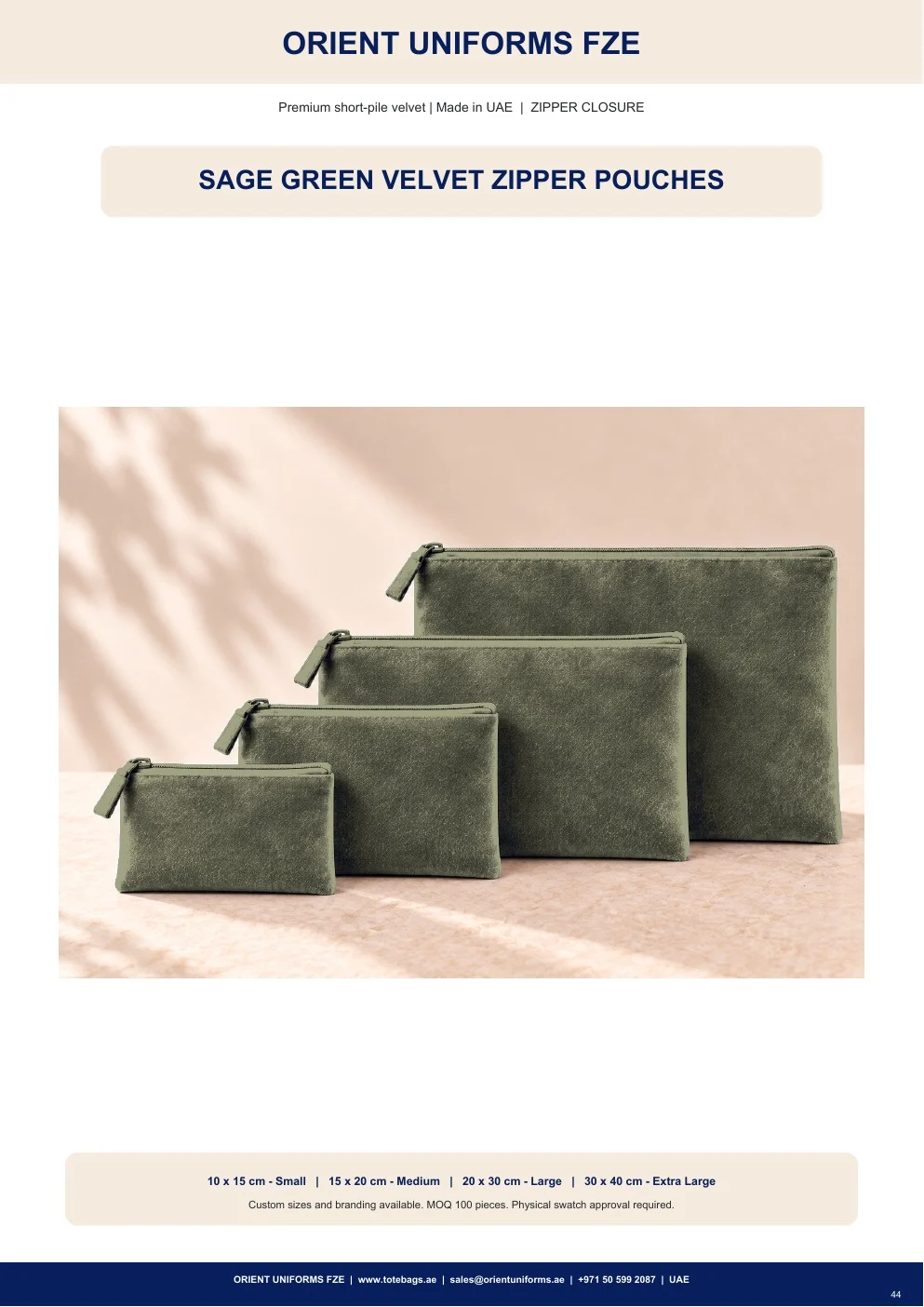 Sage Green Velvet Zipper Pouches Sage Green Velvet Zipper Pouches