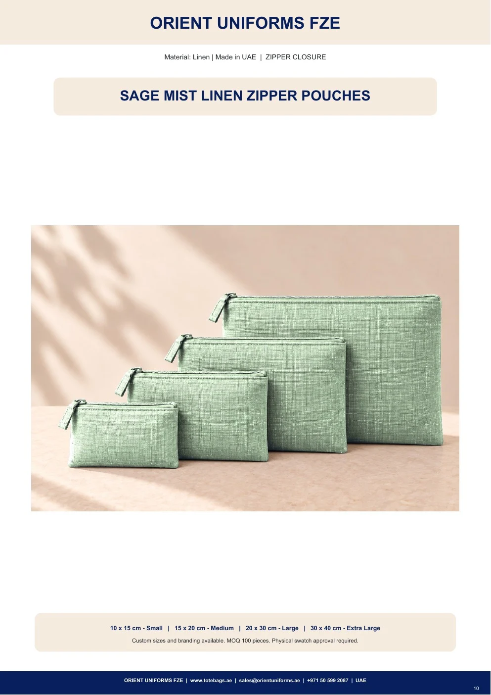 Sage Mist Linen Zipper Pouches Sage Mist Linen Zipper Pouches