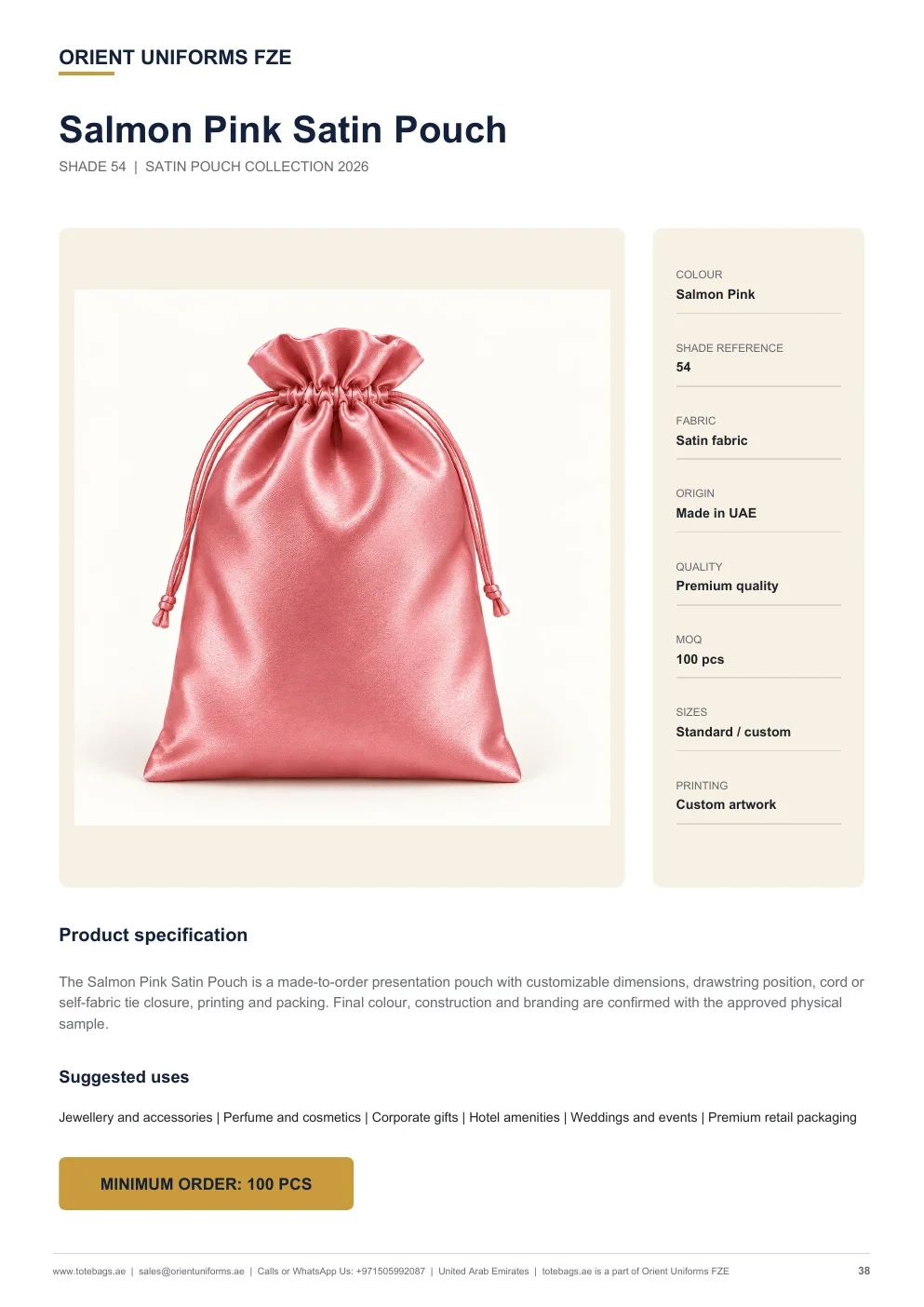 Salmon Pink Satin Drawstring Pouches Salmon Pink Satin Drawstring Pouches