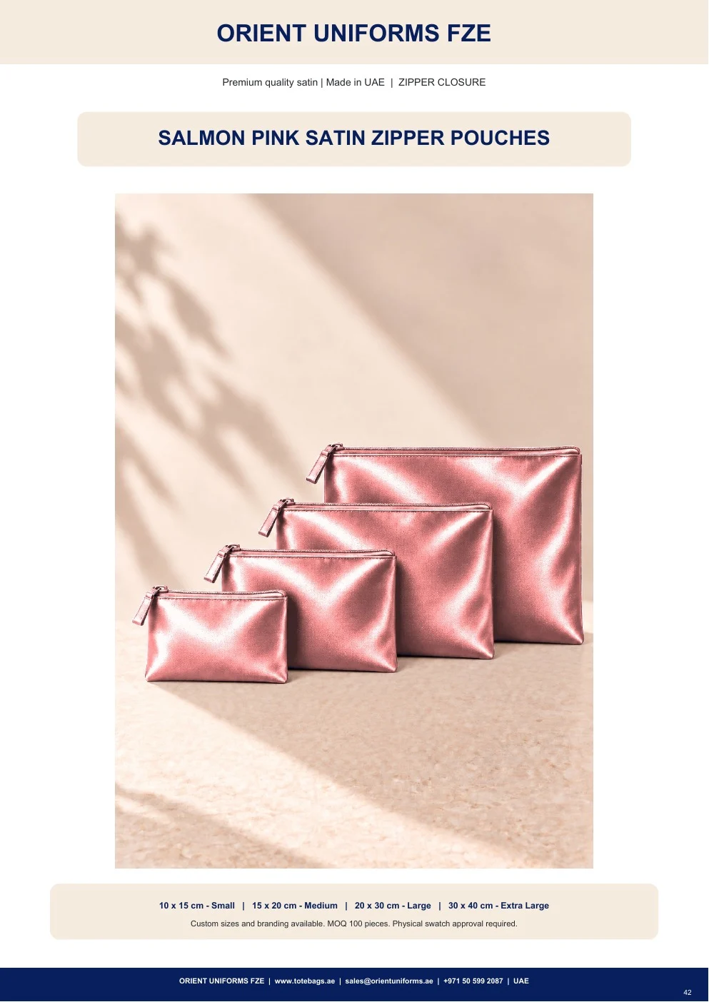 Salmon Pink Satin Zipper Pouches Salmon Pink Satin Zipper Pouches