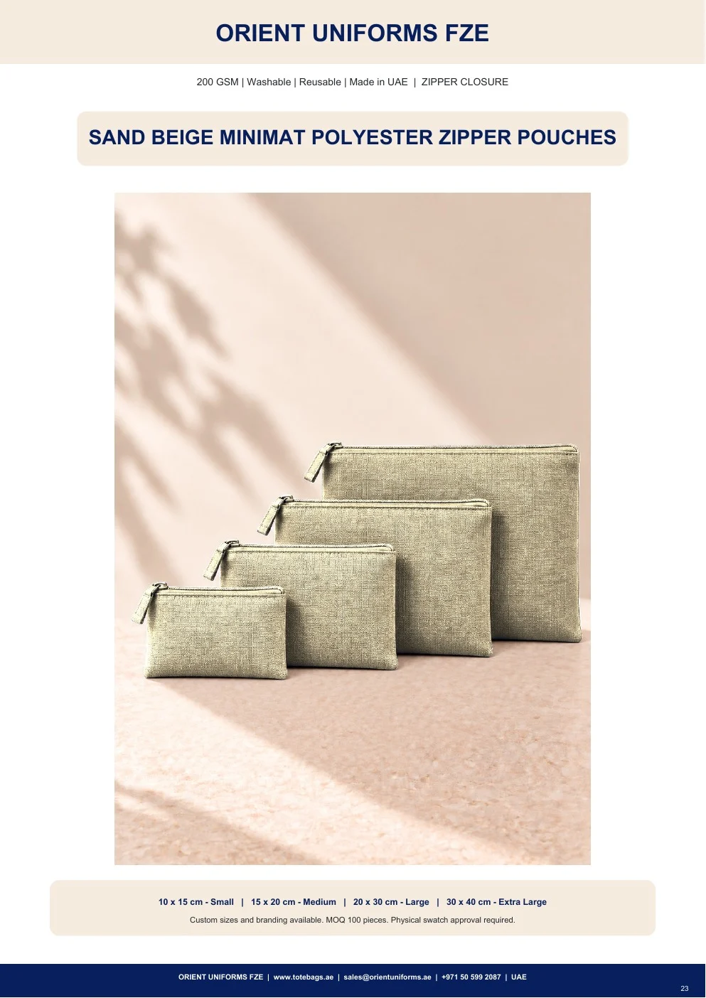 Sand Beige Minimat Polyester Zipper Pouches Sand Beige Minimat Polyester Zipper Pouches