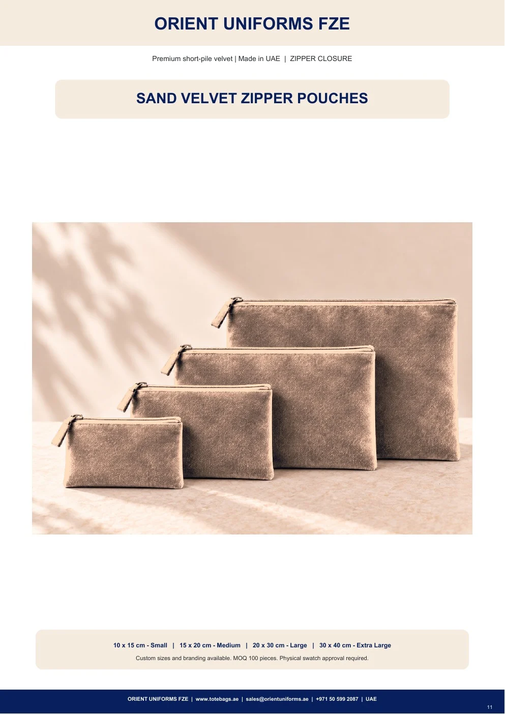 Sand Velvet Zipper Pouches Sand Velvet Zipper Pouches