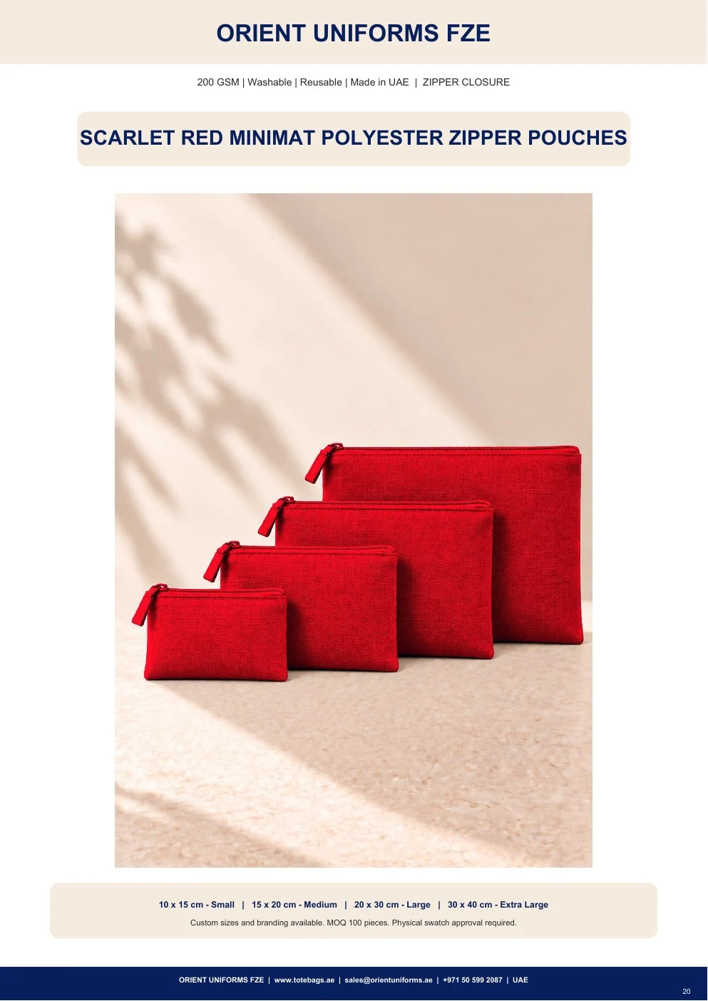 Scarlet Red Minimat Polyester Zipper Pouches Scarlet Red Minimat Polyester Zipper Pouches