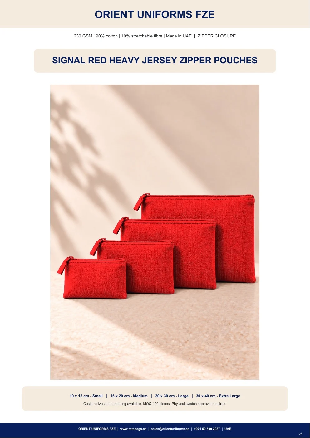 Signal Red Heavy Jersey Zipper Pouches Signal Red Heavy Jersey Zipper Pouches