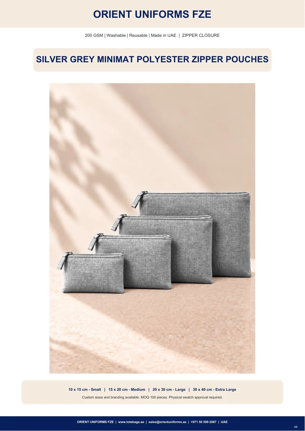 Silver Grey Minimat Polyester Zipper Pouches Silver Grey Minimat Polyester Zipper Pouches