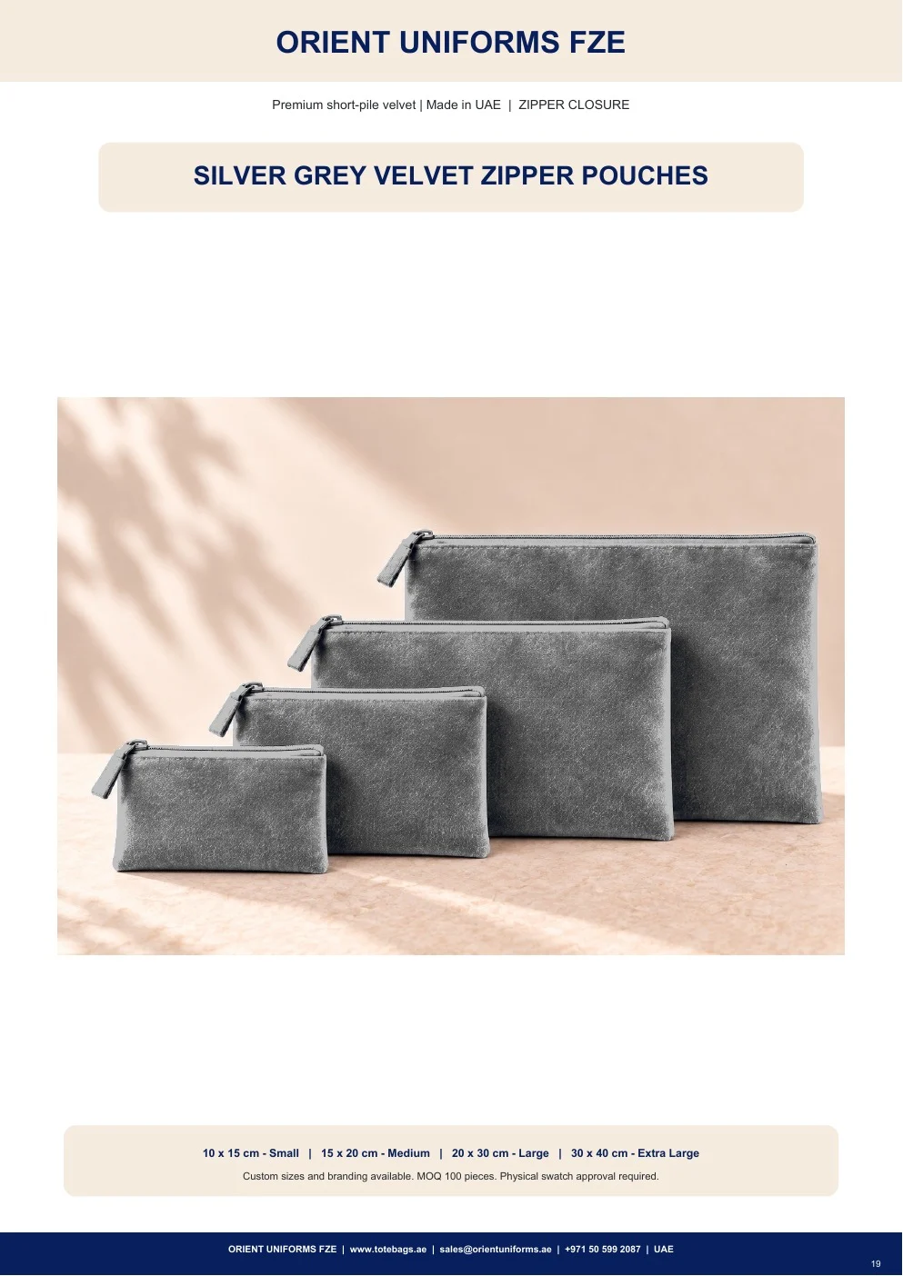Silver Grey Velvet Zipper Pouches Silver Grey Velvet Zipper Pouches