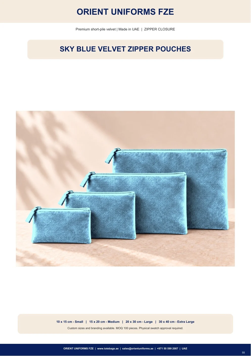 Sky Blue Velvet Zipper Pouches Sky Blue Velvet Zipper Pouches