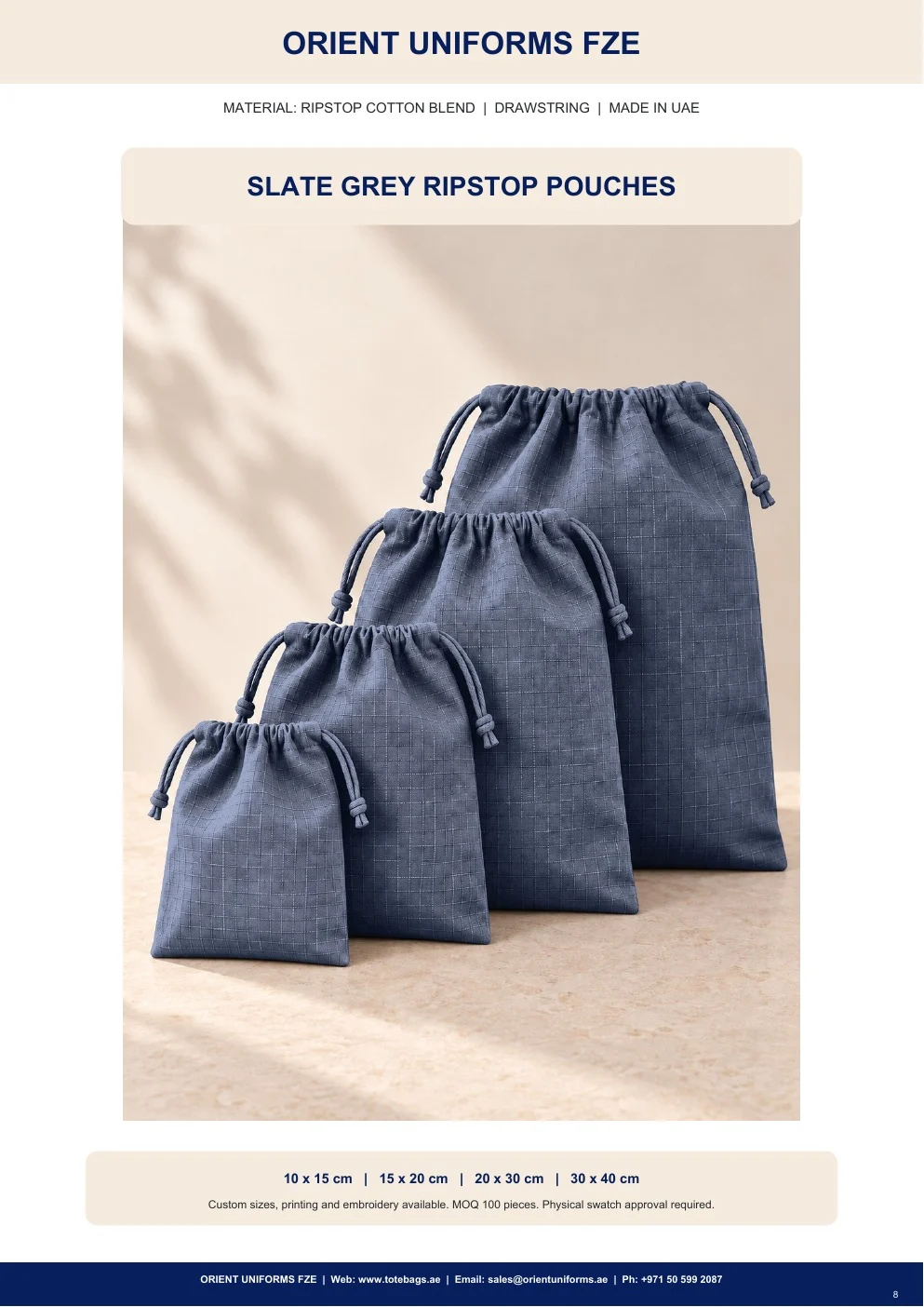 Slate Grey Ripstop Drawstring Pouches — SKU-TB:slate-grey-ripstop-drawstring-pouches Slate Grey Ripstop Drawstring Pouches — SKU-TB:slate-grey-ripstop-drawstring-pouches