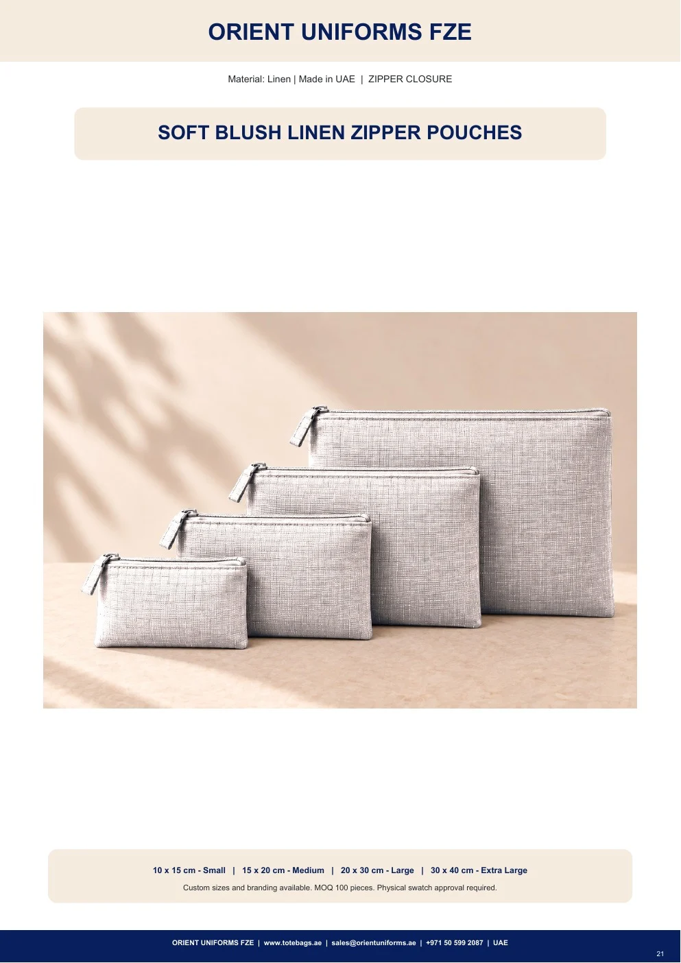 Soft Blush Linen Zipper Pouches Soft Blush Linen Zipper Pouches