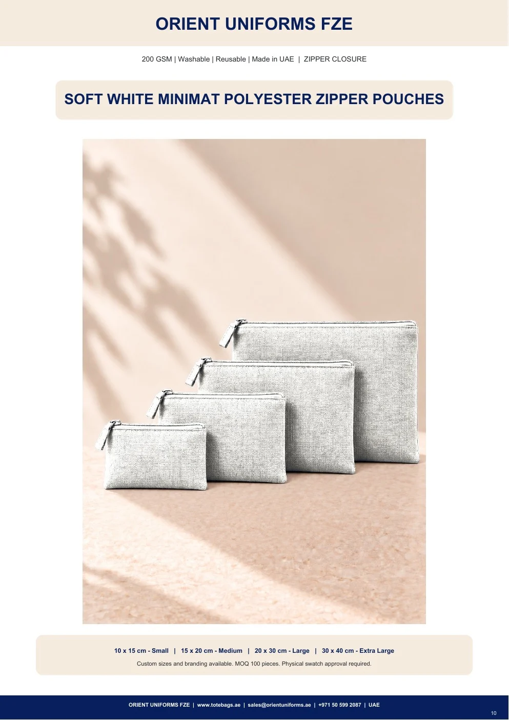 Soft White Minimat Polyester Zipper Pouches Soft White Minimat Polyester Zipper Pouches