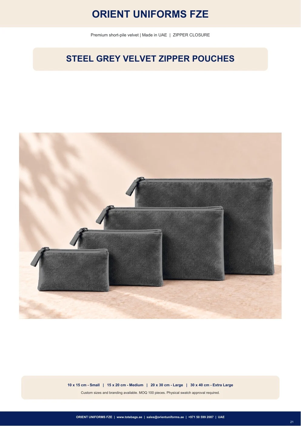 Steel Grey Velvet Zipper Pouches Steel Grey Velvet Zipper Pouches