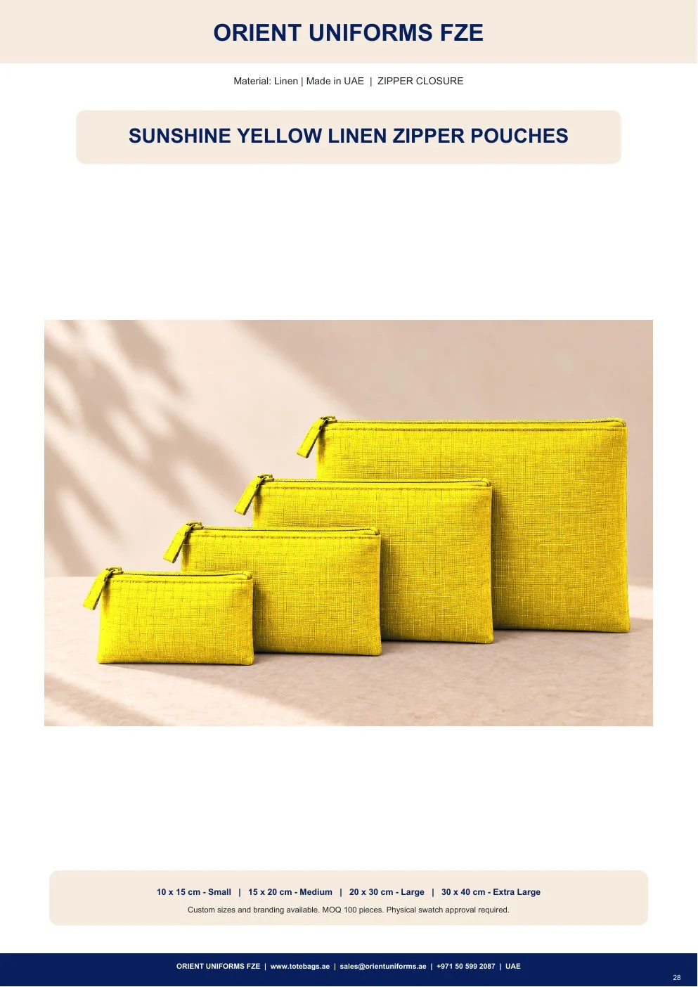 Sunshine Yellow Linen Zipper Pouches Sunshine Yellow Linen Zipper Pouches