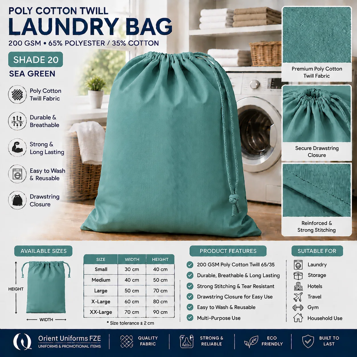 Teal Poly Cotton Commercial Laundry Bag Teal Poly Cotton Commercial Laundry Bag