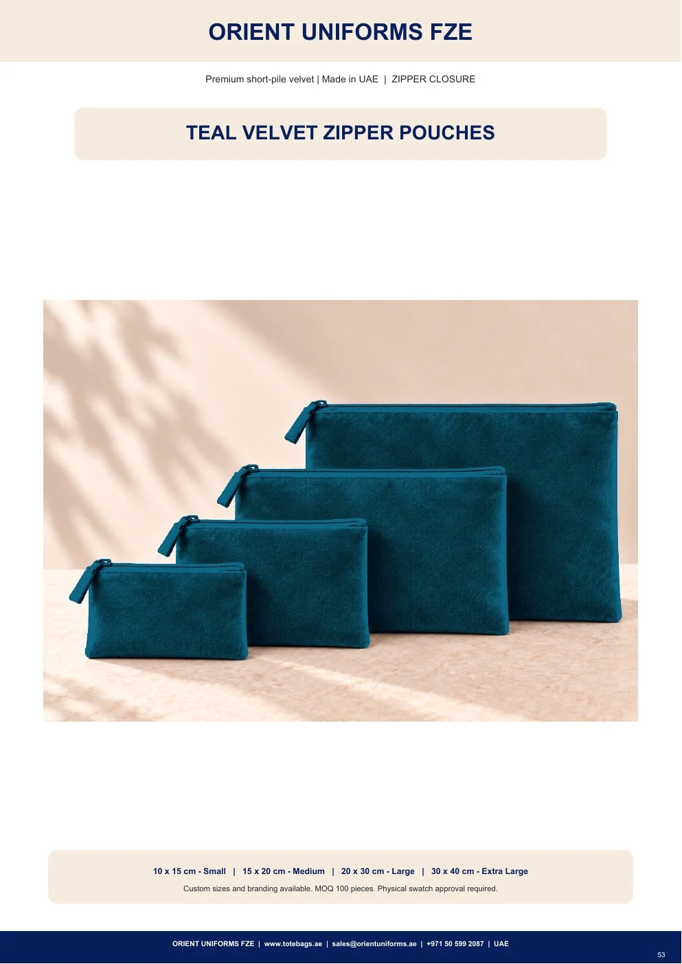 Teal Velvet Zipper Pouches Teal Velvet Zipper Pouches