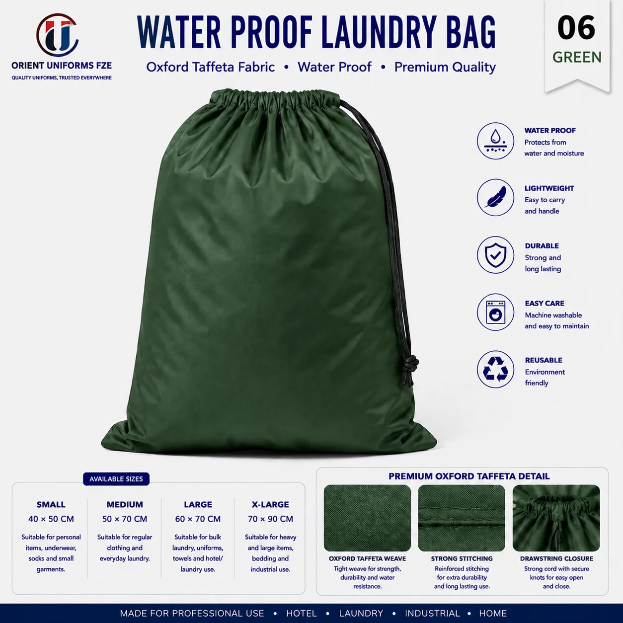 Teal Waterproof Oxford Taffeta Commercial Laundry Bag Teal Waterproof Oxford Taffeta Commercial Laundry Bag
