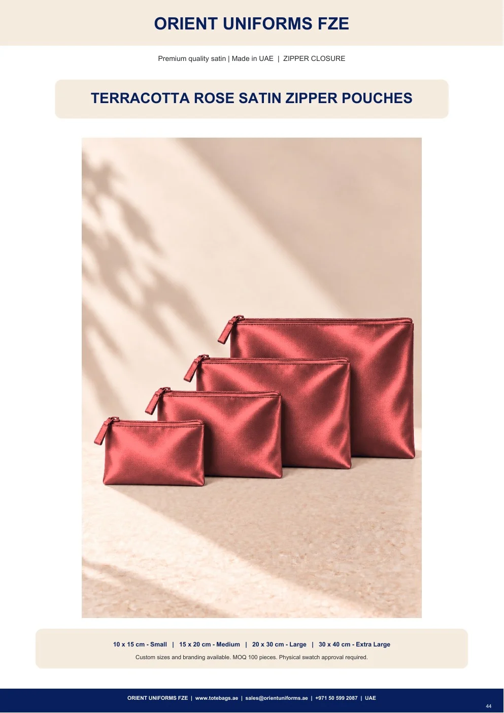 Terracotta Rose Satin Zipper Pouches Terracotta Rose Satin Zipper Pouches