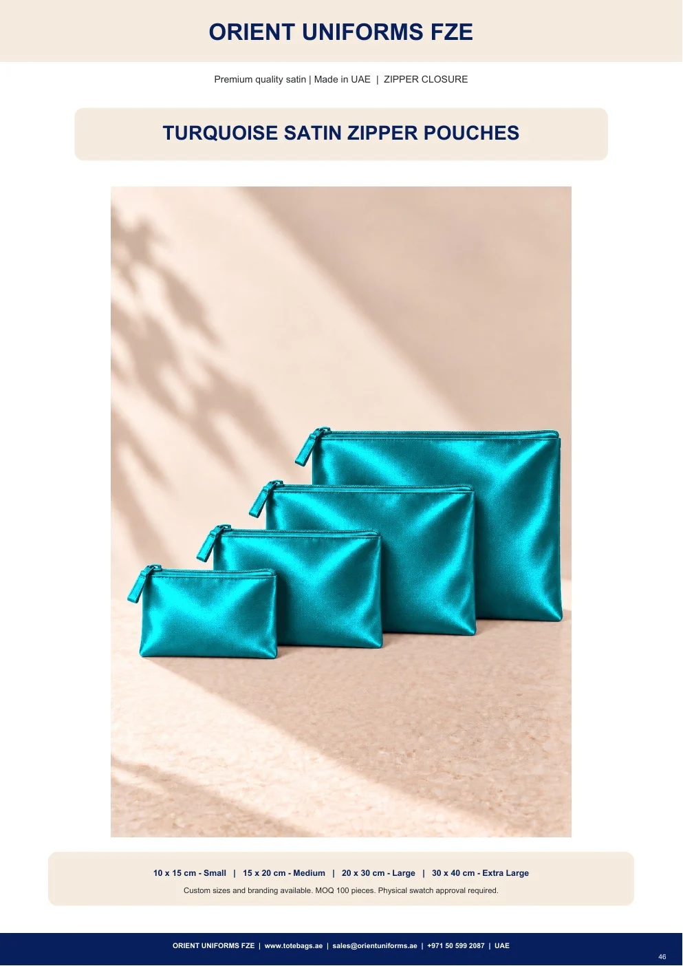 Turquoise Satin Zipper Pouches Turquoise Satin Zipper Pouches