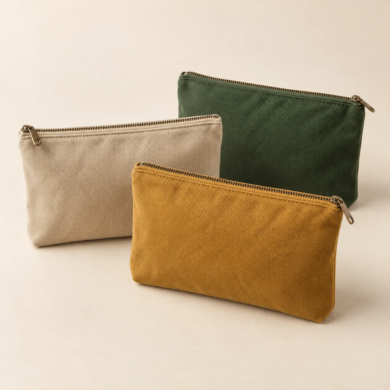 Twill Cotton Zipper Pouches