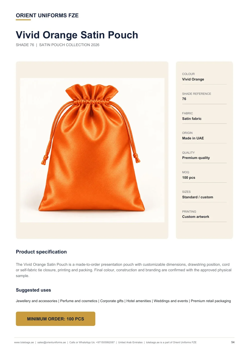 Vivid Orange Satin Drawstring Pouches Vivid Orange Satin Drawstring Pouches