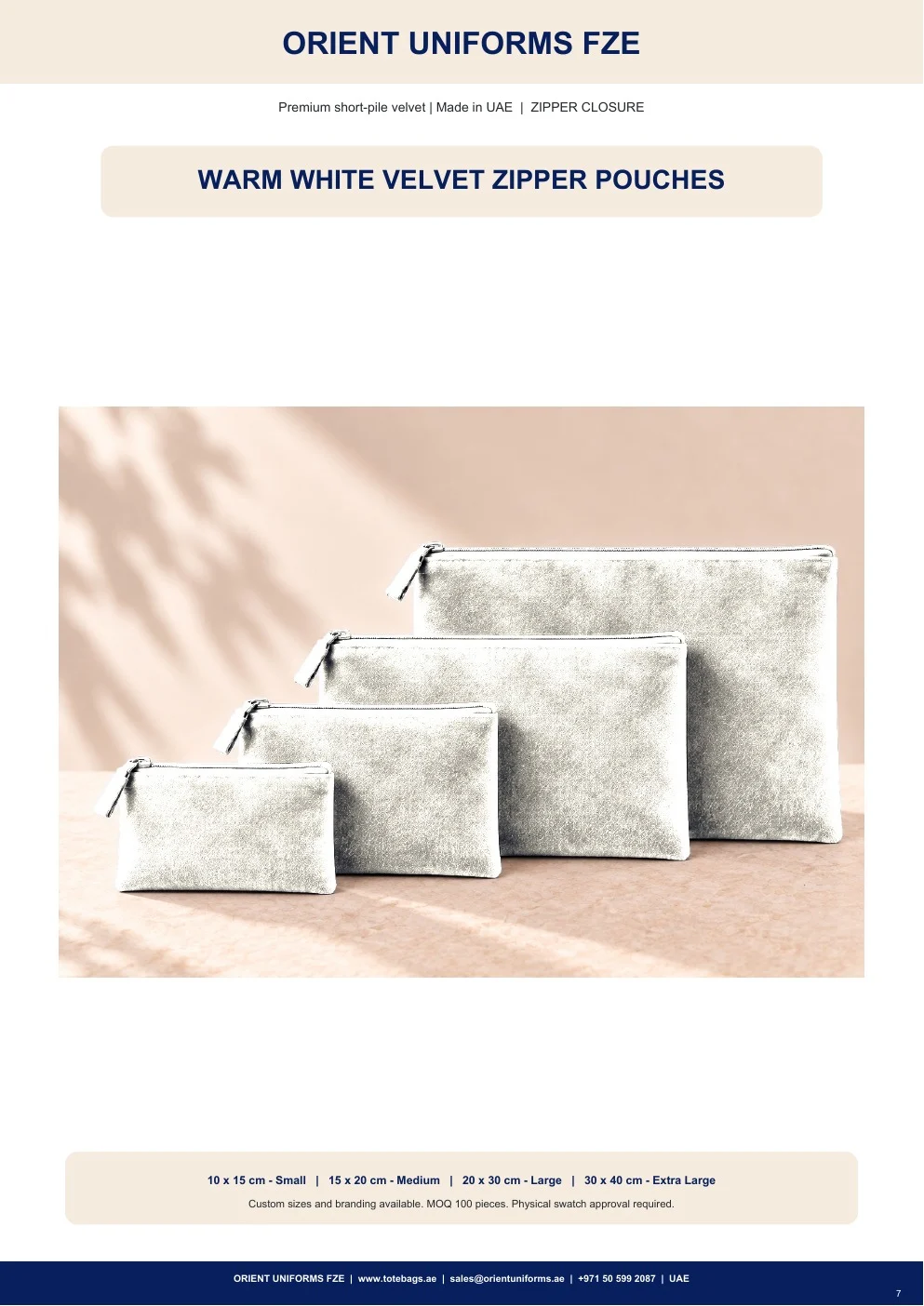 Warm White Velvet Zipper Pouches Warm White Velvet Zipper Pouches