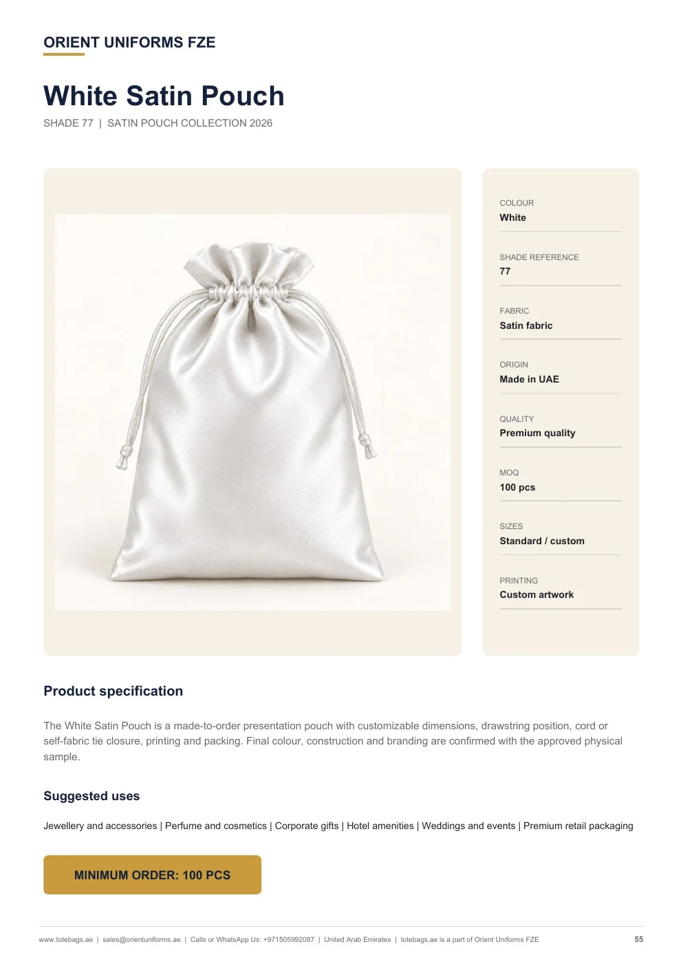 White Satin Drawstring Pouches — SKU-TB:white-satin-drawstring-pouches