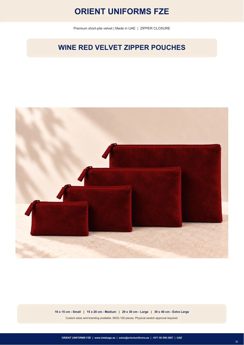 Wine Red Velvet Zipper Pouches Wine Red Velvet Zipper Pouches