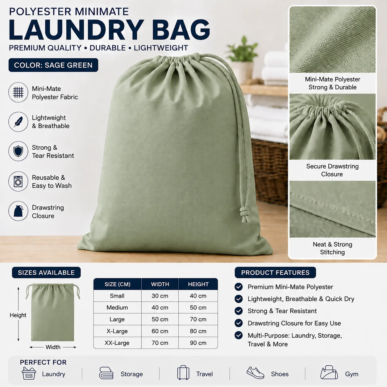Yellow Polyester Commercial Laundry Bag