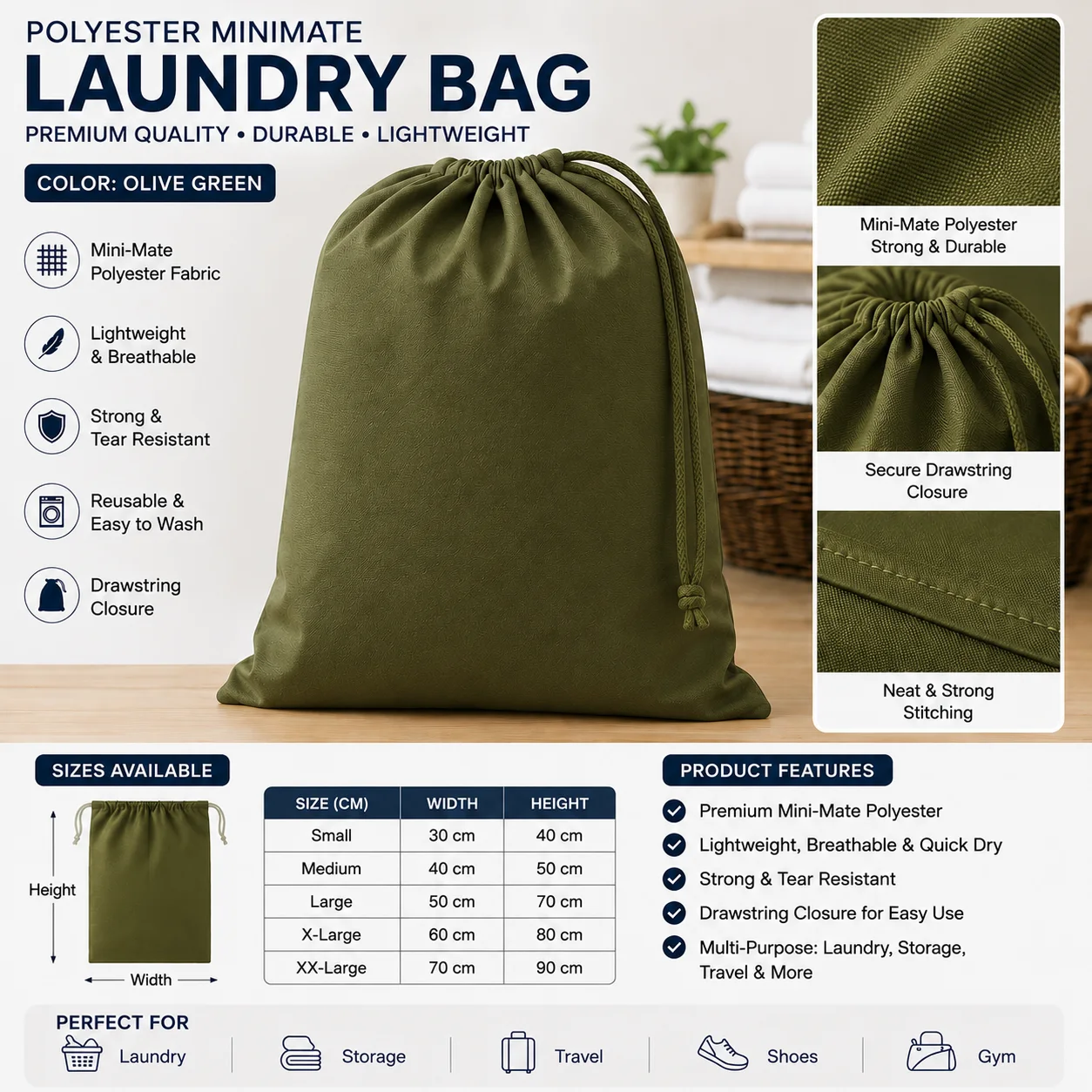 Yellow Polyester Hotel Laundry Bag